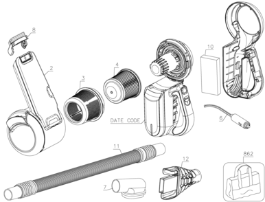 Part Location Diagram of 5100458-05 DeWALT SA BRUSH, FIRESTORM, SILVER